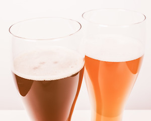 Image showing Retro looking Two glasses of German beer