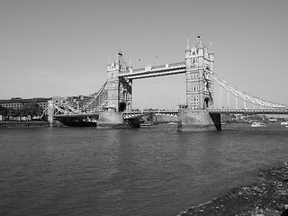 Image showing Black and white Tower Bridge in London