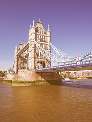 Image showing Retro looking Tower Bridge in London