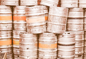 Image showing Retro looking Beer kegs