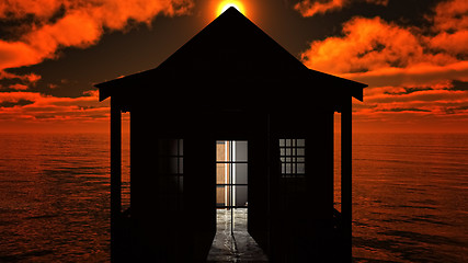 Image showing Lighthouse at sunset
