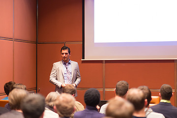 Image showing Speaker Giving a Talk at Business Meeting.