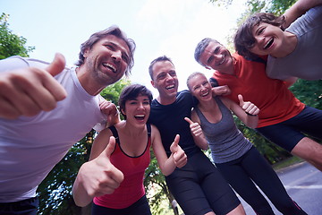 Image showing jogging people group have fun