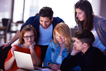 Image showing students group working on school  project  together