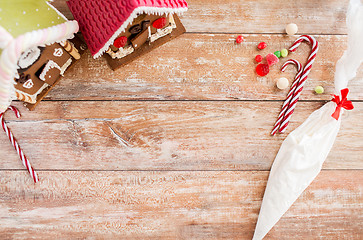 Image showing closeup of beautiful gingerbread houses at home