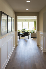 Image showing Home Entry Way with Wood Floors and Wainscoting