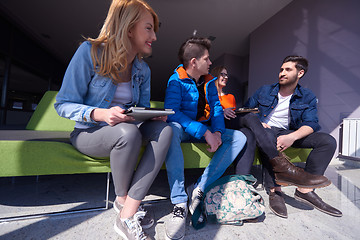 Image showing students group working on school  project  together