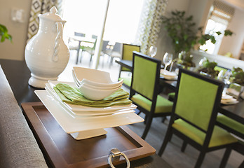 Image showing Dining Area of Home with Apple Green Accents