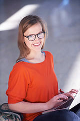 Image showing student girl with laptop computer