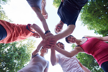 Image showing jogging people group have fun