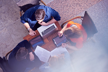 Image showing students group working on school  project  together