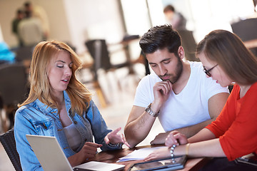 Image showing students group working on school  project  together