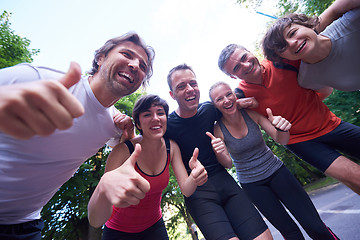 Image showing jogging people group have fun