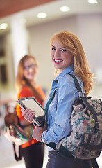 Image showing student girl with tablet computer