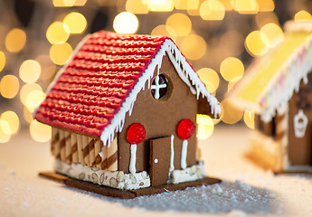 Image showing closeup of beautiful gingerbread houses at home