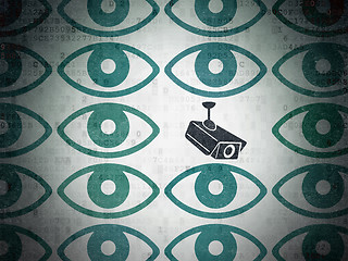 Image showing Security concept: cctv camera icon on Digital Paper background