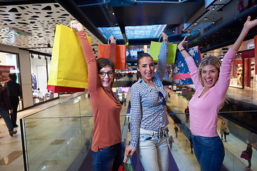 Image showing happy young girls in  shopping mall