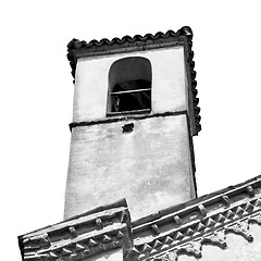 Image showing ancien clock tower in italy europe old  stone and bell