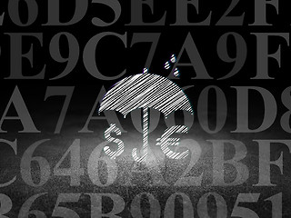 Image showing Safety concept: Money And Umbrella in grunge dark room