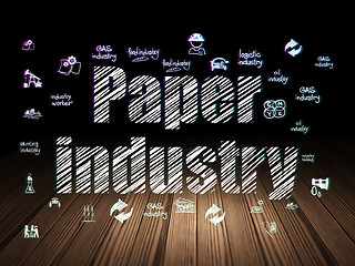 Image showing Manufacuring concept: Paper Industry in grunge dark room