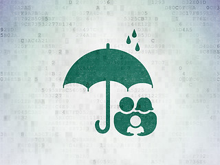 Image showing Privacy concept: Family And Umbrella on Digital Paper background