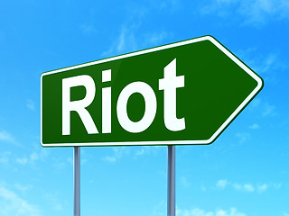 Image showing Political concept: Riot on road sign background