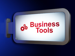 Image showing Finance concept: Business Tools and Gears on billboard background