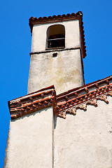 Image showing ancien clock tower in italy europe old  stone and bell