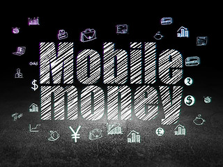 Image showing Banking concept: Mobile Money in grunge dark room