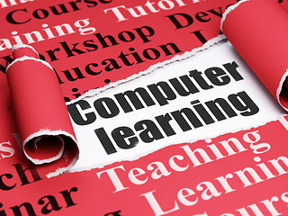 Image showing Education concept: black text Computer Learning under the piece of  torn paper