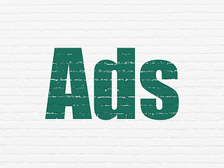 Image showing Marketing concept: Ads on wall background