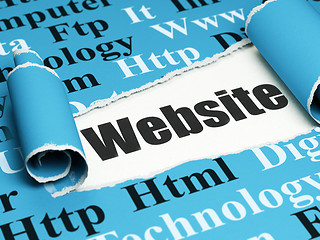 Image showing Web design concept: black text Website under the piece of  torn paper