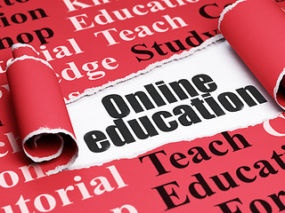 Image showing Learning concept: black text Online Education under the piece of  torn paper