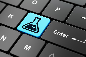 Image showing Science concept: Flask on computer keyboard background