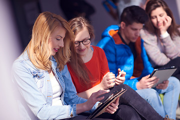 Image showing students group working on school  project  together