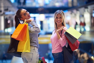 Image showing happy young girls in  shopping mall