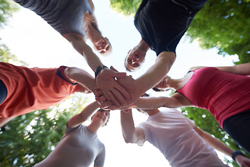 Image showing jogging people group have fun