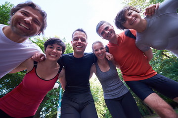 Image showing jogging people group have fun