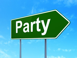 Image showing Entertainment, concept: Party on road sign background