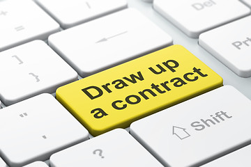 Image showing Law concept: Draw up A contract on computer keyboard background