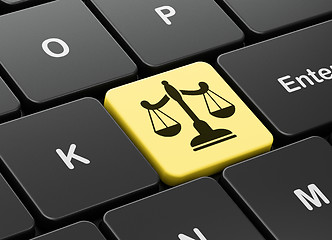 Image showing Law concept: Scales on computer keyboard background