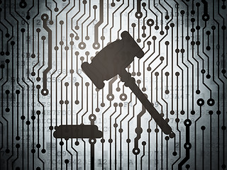 Image showing Law concept: circuit board with Gavel