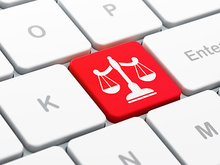 Image showing Law concept: Scales on computer keyboard background