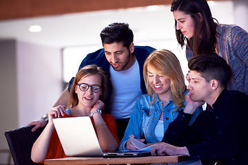 Image showing students group working on school  project  together