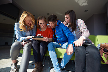 Image showing students group working on school  project  together