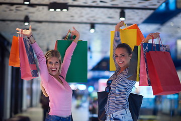 Image showing happy young girls in  shopping mall