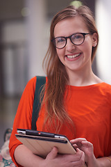 Image showing student girl with tablet computer