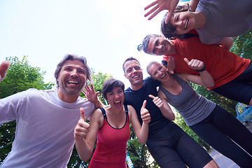 Image showing jogging people group have fun