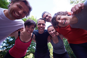 Image showing jogging people group have fun