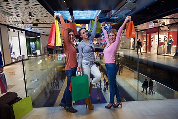 Image showing happy young girls in  shopping mall